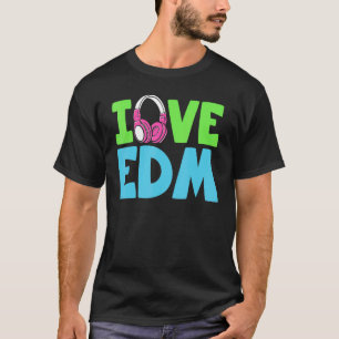 Camiseta Eu Amo Edm Para Festas E Festivais Desenhado Vinta