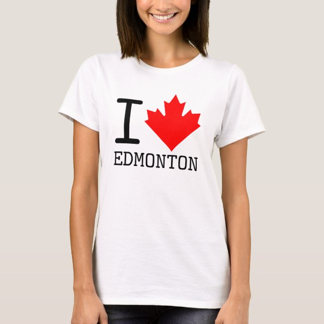 Camiseta Eu Amo Edmonton, Alberta Canada Maple Leaf Women (Frente)