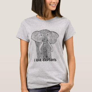 Camiseta "Eu amo elefantes"