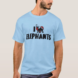 Camiseta Eu Amo Elefantes Coração - Amante de Elefantes