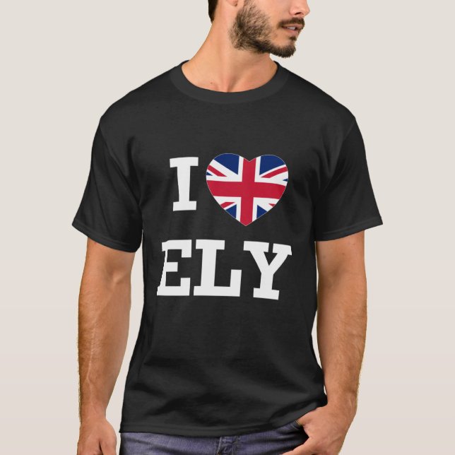 Camiseta Eu Amo Ely England Union Jack Flag Heart (Frente)