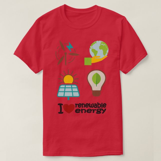 Camiseta eu amo energia renovável 1 (Frente do Design)
