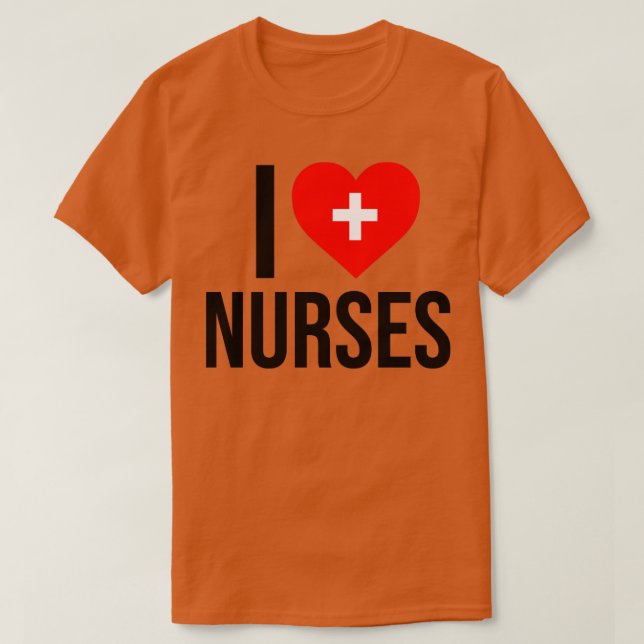 Camiseta Eu Amo Enfermeiras Cruz Médica do Coração (Frente do Design)