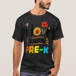 Camiseta Eu Amo Ensinar Pré K Girassol Para Professor De Pr
