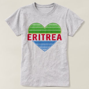Camiseta Eu Amo Eritreia, Coração Eritreia