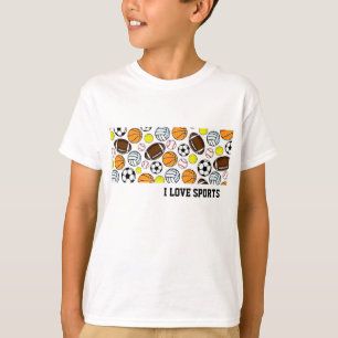Camiseta EU AMO ESPORTES Beisebol Basquetebol Futebol Futeb