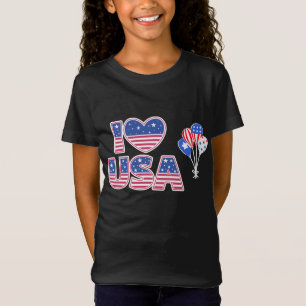 Camiseta Eu Amo EUA - Coração da Bandeira Americana Patriót