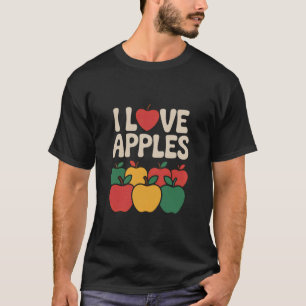 Camiseta Eu Amo Expressão de Fruta Colorida de Maçãs