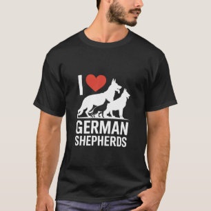 Camiseta Eu Amo Fãs da Raça de Cachorro Pastor Alemão