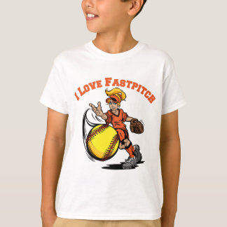 Camiseta Eu amo Fastpitch, alaranjado