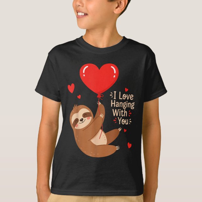Camiseta Eu Amo Ficar com Você Sloth Dia dos Namorados (Frente)