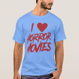 Camiseta Eu Amo Filmes de Terror Citação Divertida de Hallo