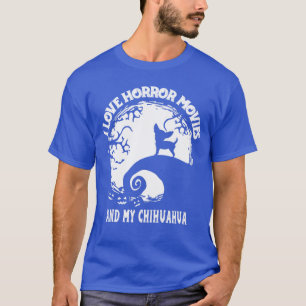 Camiseta Eu Amo Filmes de Terror E Meu Amigo Chihuahua no H