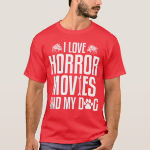 Camiseta Eu Amo Filmes de Terror E Meu Cachorro Halloweenru