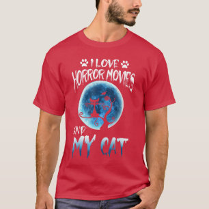 Camiseta Eu Amo Filmes de Terror E Meu Gato Amante de Gatos