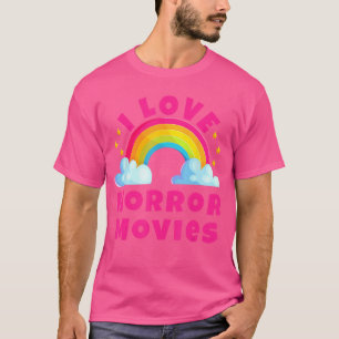 Camiseta Eu Amo Filmes de Terror Sarcástico Divertido Retro