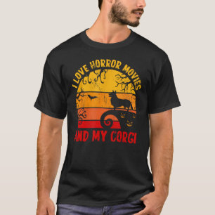 Camiseta Eu Amo Filmes Horrores E Meu Cachorro De Corgi Ass