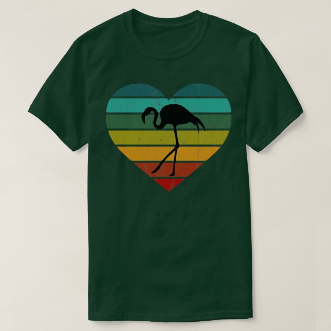 Camiseta Eu Amo Flamingos Retro Heart (Frente do Design)