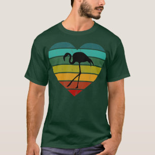 Camiseta Eu Amo Flamingos Retro Heart