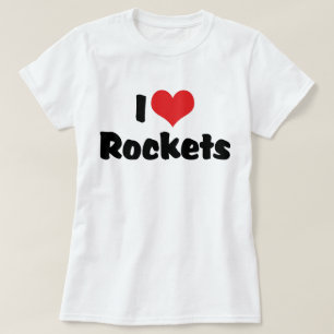 Camiseta Eu Amo Foguetes do Coração - Exploração Espacial