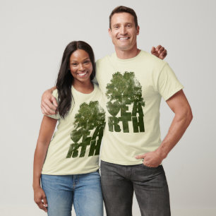 Camiseta Eu Amo Folha de Palma Molhada da Terra