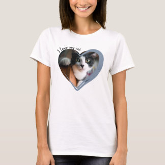 Camiseta Eu Amo Foto do Coração do Meu Gato 
