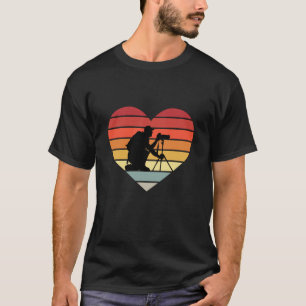 Camiseta Eu Amo Fotografar Coração Vintage