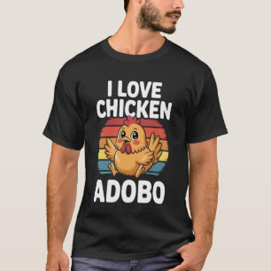 Camiseta Eu Amo Frango Adobo Design Divertido de Comida Fil