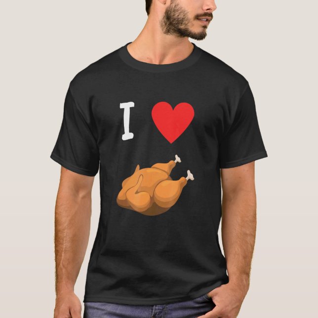 Camiseta Eu Amo Frango Assado Com Coração Legal (Frente)