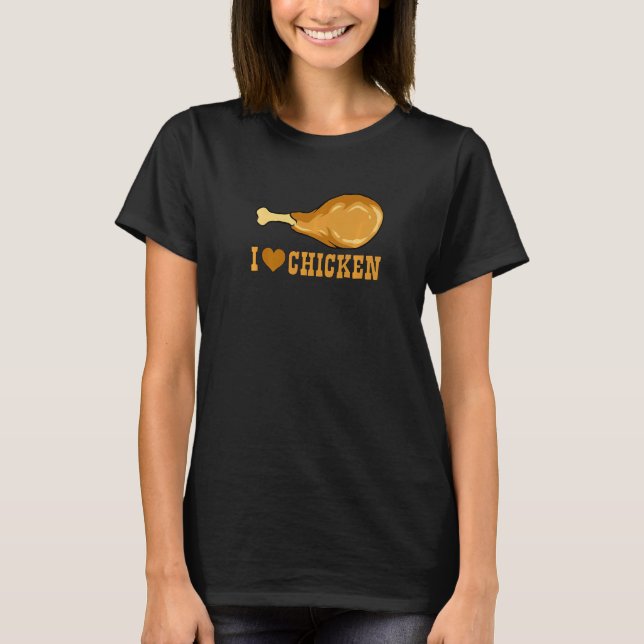 Camiseta Eu Amo Frango  Carne de Frango (Frente)