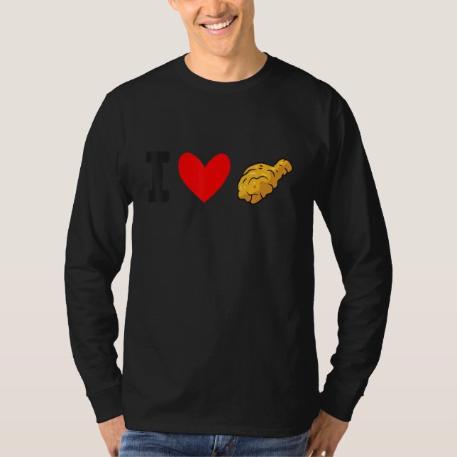 Camiseta Eu Amo Frango Frito Comida Rápida Frango Frito (Frente)