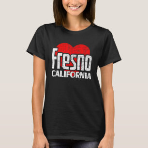 Camiseta Eu Amo Fresno California Retro Big Heart Fresno Va