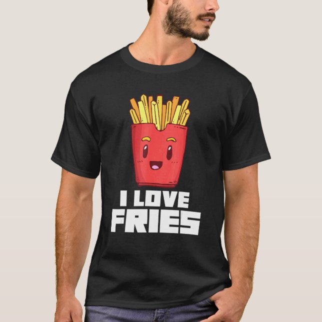 Camiseta Eu Amo Fries Franceses Fritas Fritas Finger Finger (Frente)