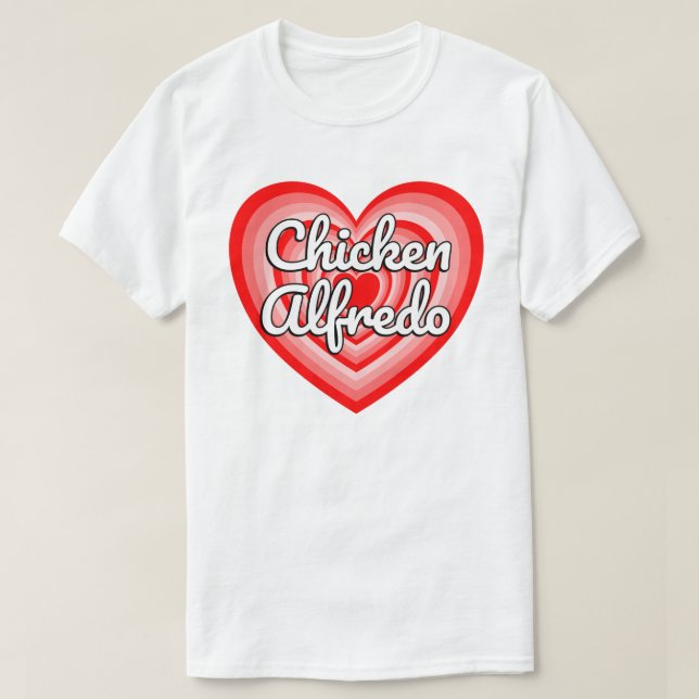 Camiseta Eu Amo Galinha Alfredo Coração Engraçado Pasta Lov (Frente do Design)