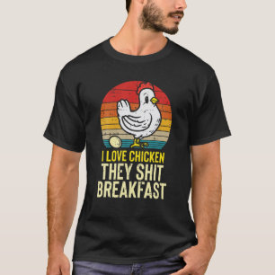 Camiseta Eu Amo Galinha Café Da Manhã Engraçada Farmador