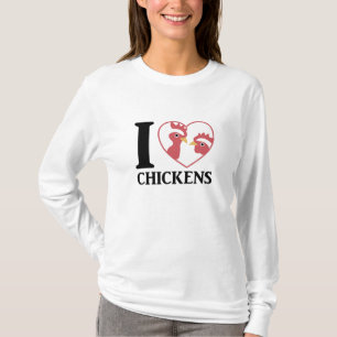Camiseta Eu Amo Galinhas Bonitas Em Galo De Coração