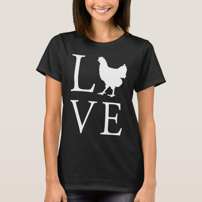 Camiseta Eu Amo Galinhas  Galinha (Frente)