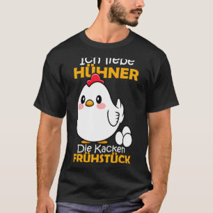 Camiseta Eu Amo Galinhas O Café da Manhã Kacken Fazendeiro 