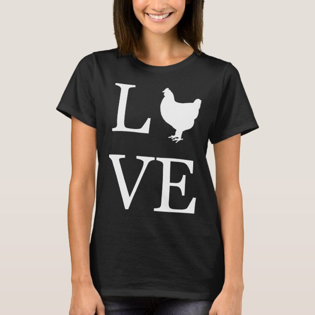 Camiseta Eu Amo Galinhas Silhouette (Frente)