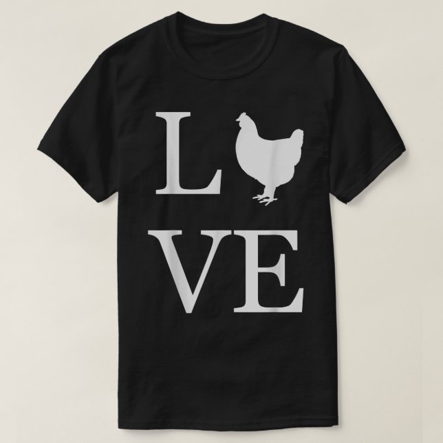 Camiseta Eu Amo Galinhas Silhueta Fazendeiro Dono de Animal (Frente do Design)