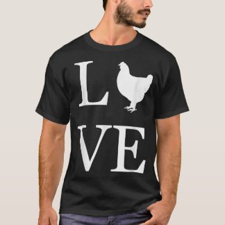 Camiseta Eu Amo Galinhas Silhueta Fazendeiro Dono de Animal