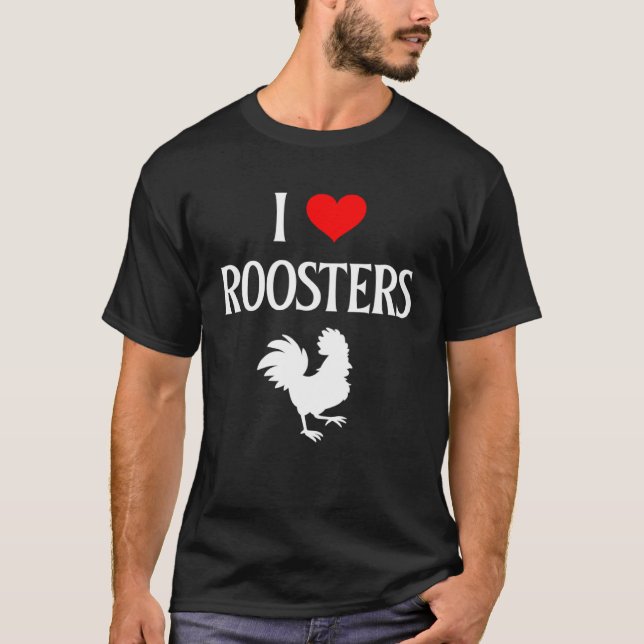 Camiseta Eu Amo Galos Eu Amo Galinha Galinha Rooster (Frente)