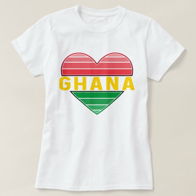 Camiseta Eu Amo Gana, Coração Gana (Frente do Design)