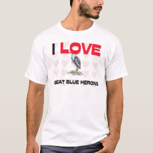 Camiseta Eu amo garças-reais de grande azul