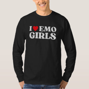 Camiseta Eu Amo Garotas Emo Citação Coração Vermelho Estilo