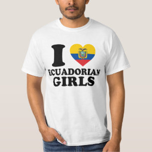 Camiseta Eu Amo Garotas Equatorianas Bandeira do Equador Co