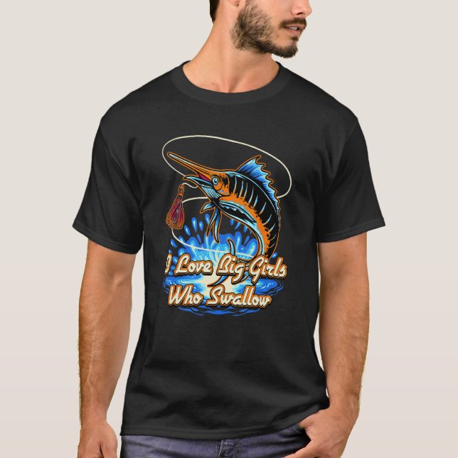 Camiseta Eu Amo Garotas Grandes Que Engolem O Pescador Hu (Frente)