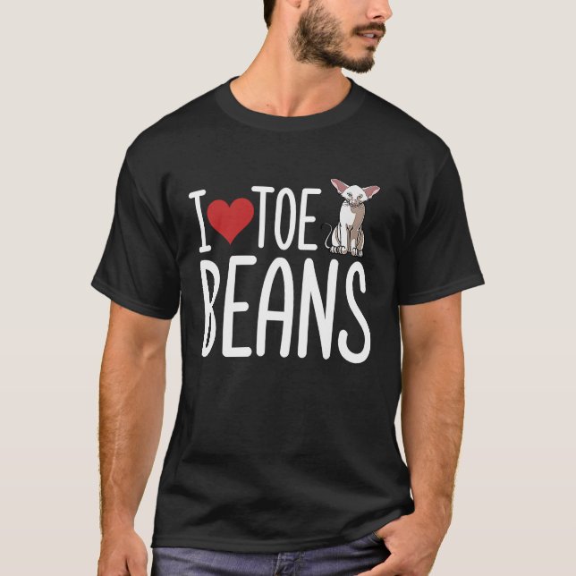 Camiseta Eu Amo Gato De Feijões Orientais E Curtos (Frente)