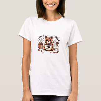 Camiseta EU AMO Gato E CAFÉ T SHIRT