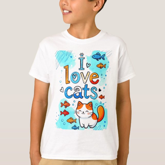 CAMISETA EU AMO GATOS (Frente)